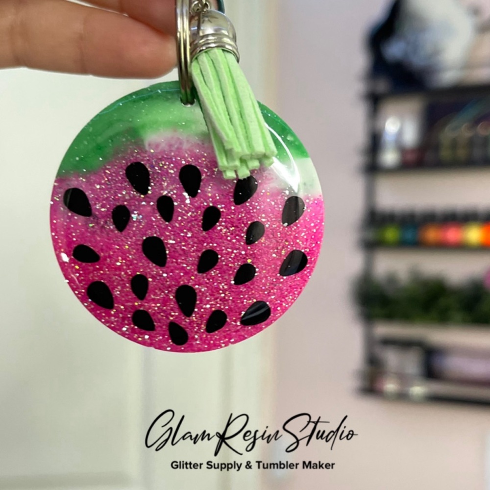 🍉Watermelon Glittered Keychain💖 Handcrafted